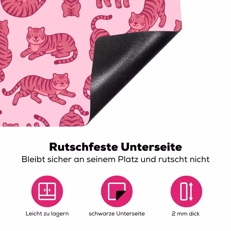 Dieren - Patroon - Roze - Speels - Cartoon Inductie beschermer vinyl 3mm middel -zzzzzzz-lf-onderkant