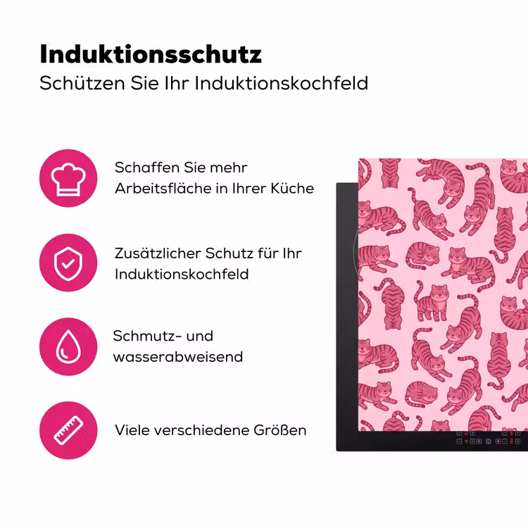 Dieren - Patroon - Roze - Speels - Cartoon Inductie beschermer vinyl 3mm middel -zzzzzzz-lf-ups