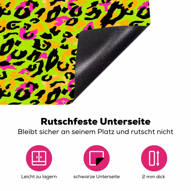 Dieren - Neon - Groen - Panterprint Inductie beschermer vinyl 3mm klein 276 -zzzzzzz-lf-onderkant