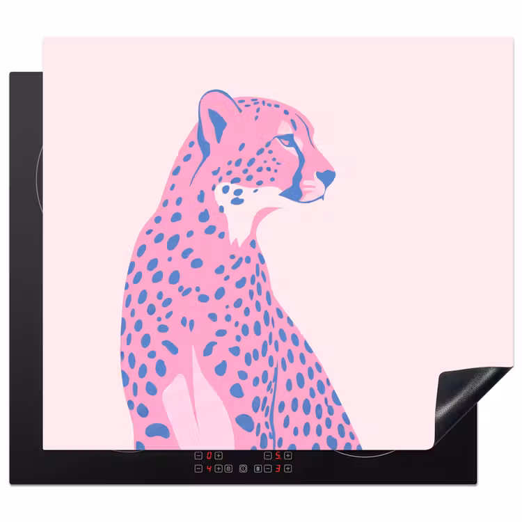 Dieren - Profiel - Abstract - Roze - Blauw Inductie beschermer vinyl 3mm middel -3d