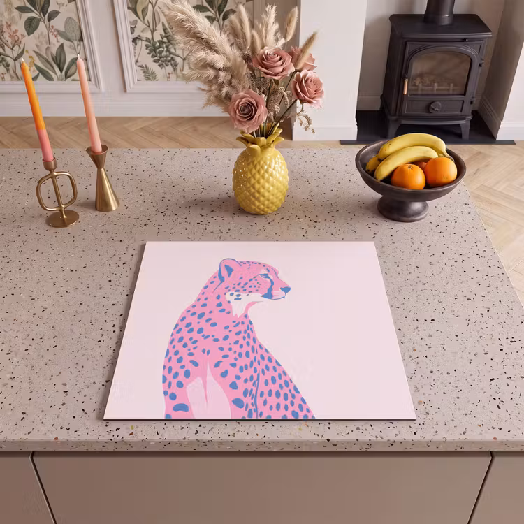 Dieren - Profiel - Abstract - Roze - Blauw Inductie beschermer vinyl 3mm middel -sfeer3