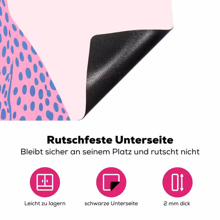 Dieren - Profiel - Abstract - Roze - Blauw Inductie beschermer vinyl 3mm middel -zzzzzzz-lf-onderkant