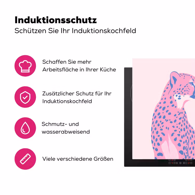 Dieren - Profiel - Abstract - Roze - Blauw Inductie beschermer vinyl 3mm middel -zzzzzzz-lf-ups