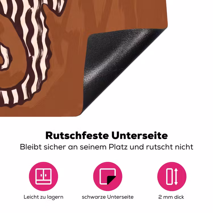Dieren - Zeepaardje - Abstract - Bruin - Strepen Inductie beschermer vinyl 3mm middel -zzzzzzz-lf-onderkant
