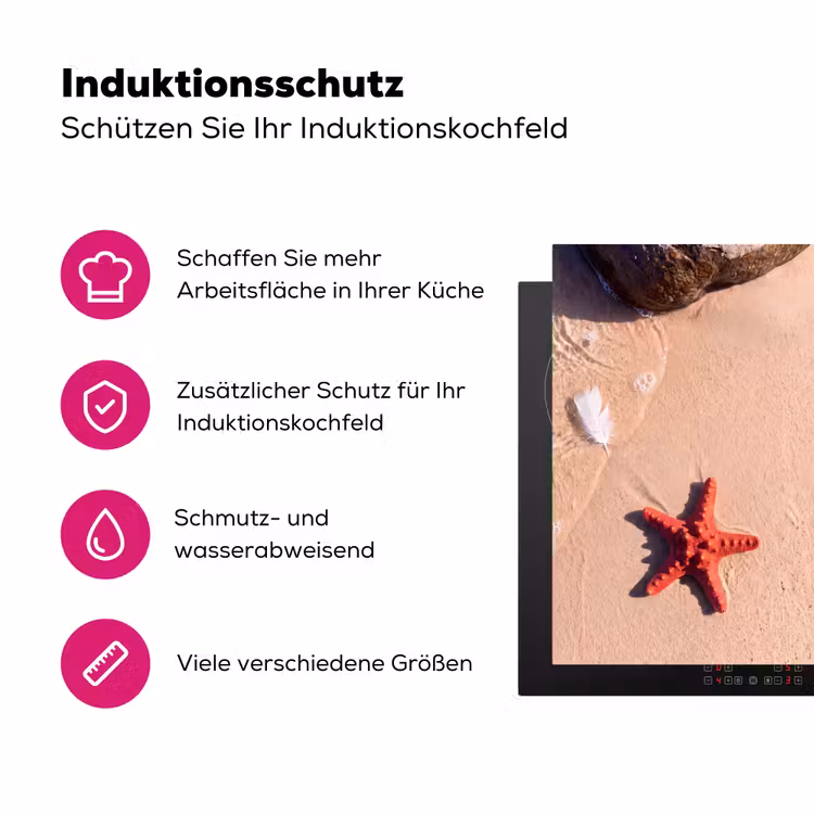 Dieren - Strand - Zee - Natuur - Rood Inductie beschermer vinyl 3mm middel -zzzzzzz-lf-ups