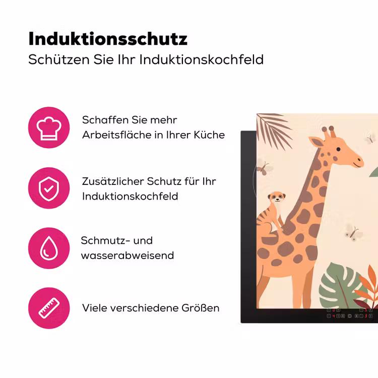 Dieren - Tropisch - Safari - Kleurrijk Inductie beschermer vinyl 3mm klein -zzzzzzz-lf-ups