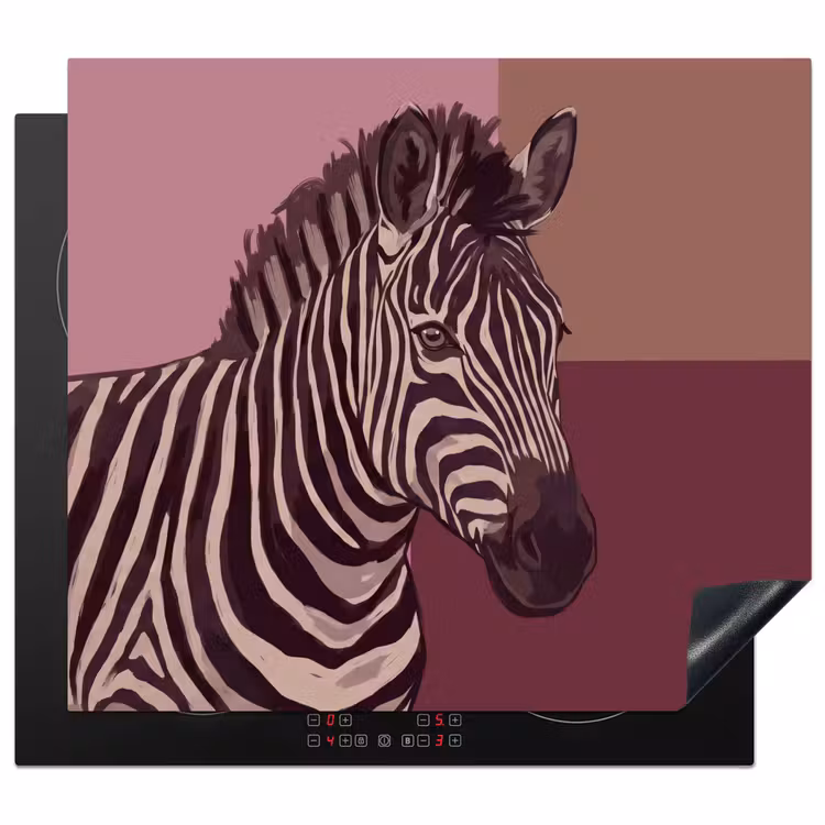 Dieren - Zebrahoofd - Wildlife - Modern - Bruin Inductie beschermer vinyl 3mm middel -3d