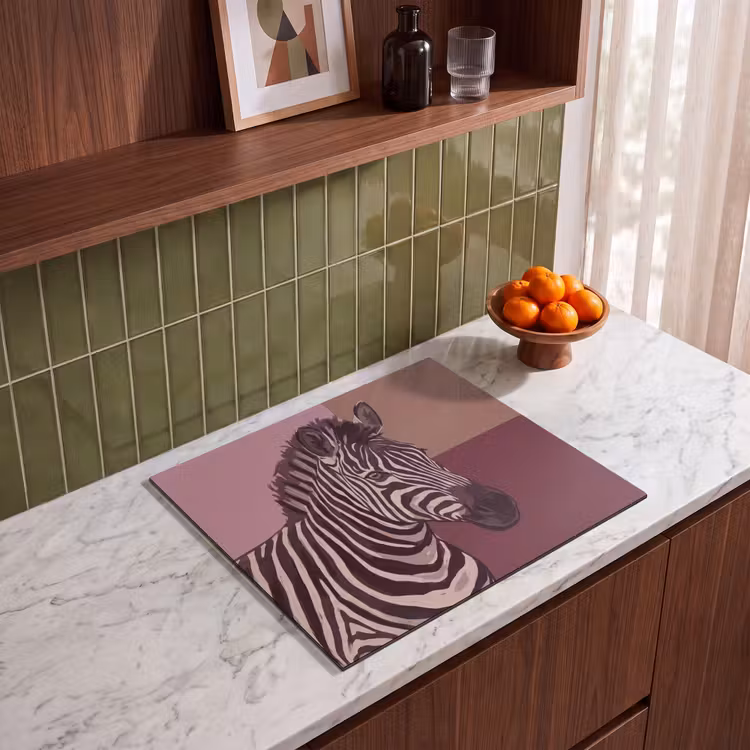 Dieren - Zebrahoofd - Wildlife - Modern - Bruin Inductie beschermer vinyl 3mm middel -sfeer8