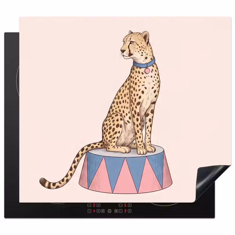 Dieren - Circus - Illustratie - Vintage - Roze Inductie beschermer vinyl 3mm middel -3d