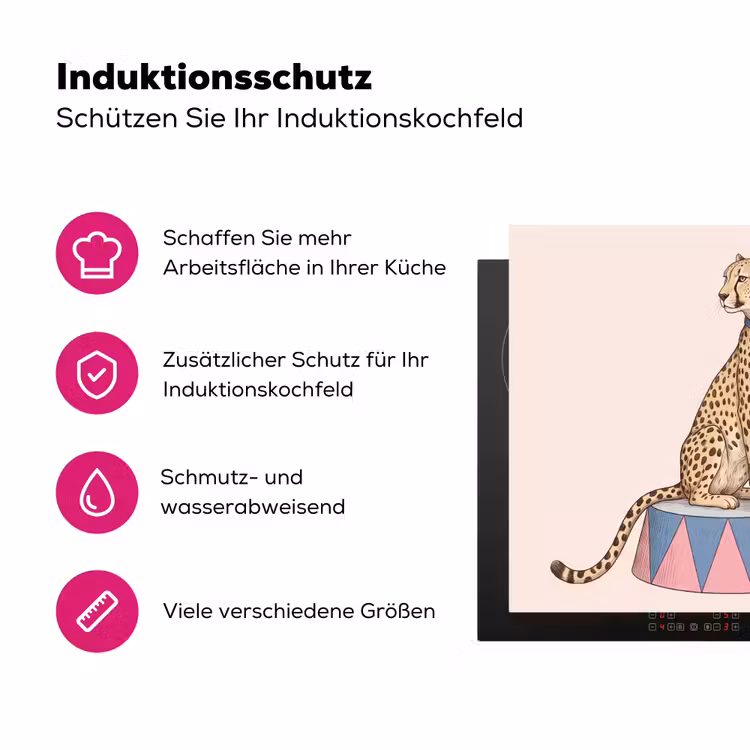 Dieren - Circus - Illustratie - Vintage - Roze Inductie beschermer vinyl 3mm middel -zzzzzzz-lf-ups