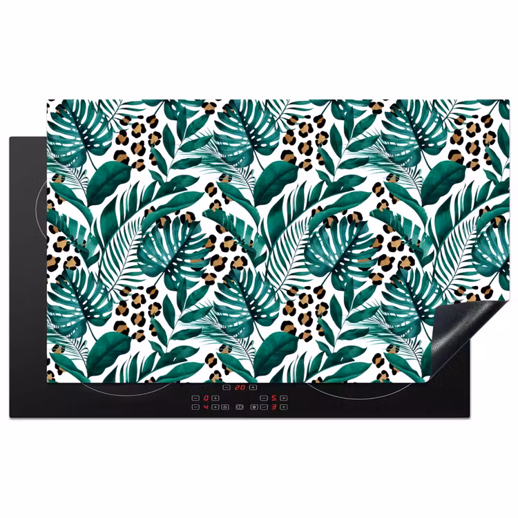 Dierenprint - Panter - Bladeren - Tropisch - Jungle Inductie beschermer vinyl 3mm klein -3d