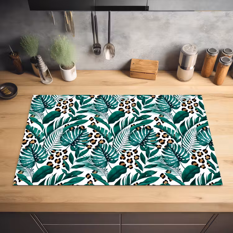 Dierenprint - Panter - Bladeren - Tropisch - Jungle Inductie beschermer vinyl 3mm klein -sfeer5