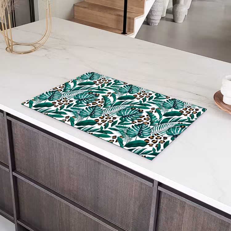 Dierenprint - Panter - Bladeren - Tropisch - Jungle Inductie beschermer vinyl 3mm klein -sfeer8