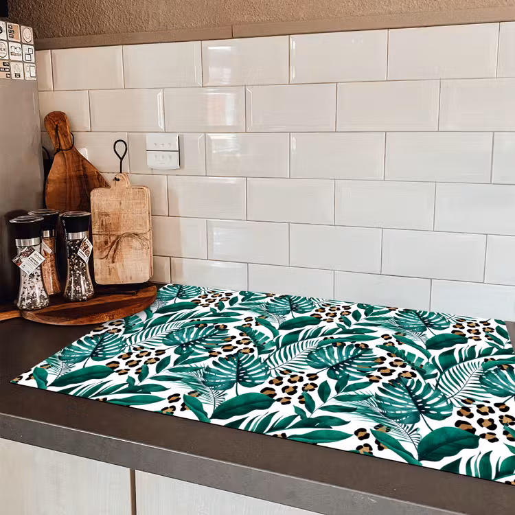 Dierenprint - Panter - Bladeren - Tropisch - Jungle Inductie beschermer vinyl 3mm klein -sfeer3