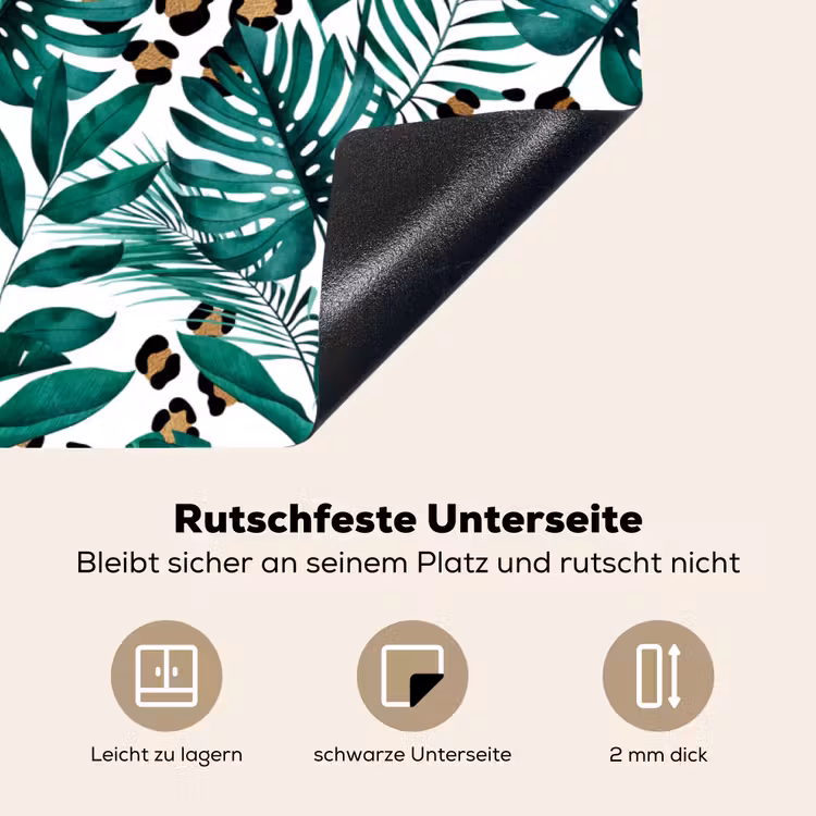 Dierenprint - Panter - Bladeren - Tropisch - Jungle Inductie beschermer vinyl 3mm klein -tsfeer4_DE