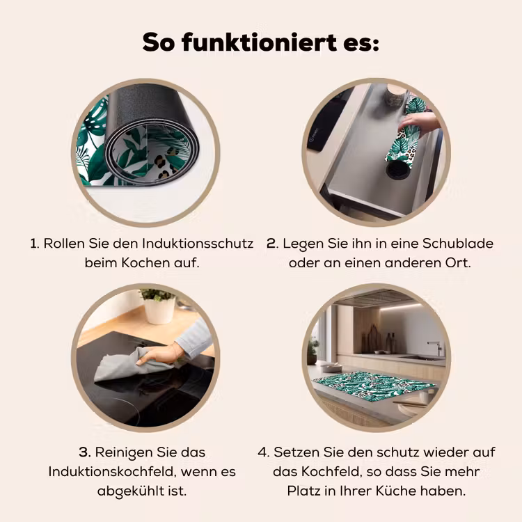 Dierenprint - Panter - Bladeren - Tropisch - Jungle Inductie beschermer vinyl 3mm klein -tsfeer9_DE