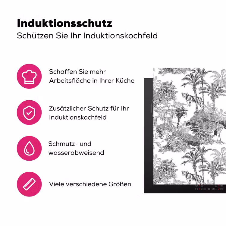 Tijger - Jungle - Patroon - Grijs Inductie beschermer vinyl 3mm klein 276 -zzzzzzz-lf-ups