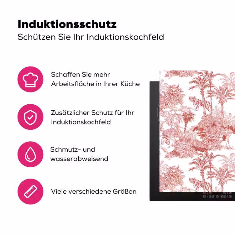 Tijger - Jungle - Natuur - Rood Inductie beschermer vinyl 3mm klein 276 -zzzzzzz-lf-ups