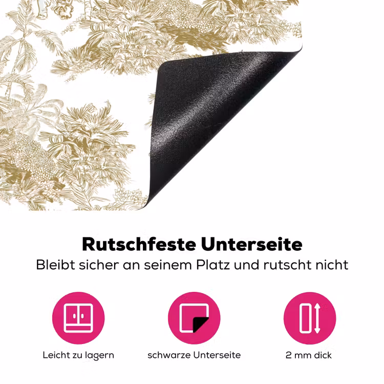 Tijger - Jungle - Vogel - Beige Inductie beschermer vinyl 3mm klein 276 -zzzzzzz-lf-onderkant