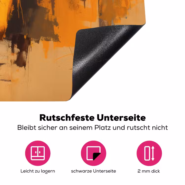 Tijger - Geschilderd - Oranje - Penseelstreken Inductie beschermer vinyl 3mm klein -zzzzzzz-lf-onderkant