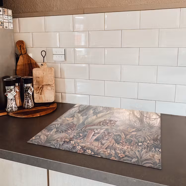 Tijger - Welp - Jungle - Illustratie - Dieren Inductie beschermer vinyl 3mm middel -sfeer3