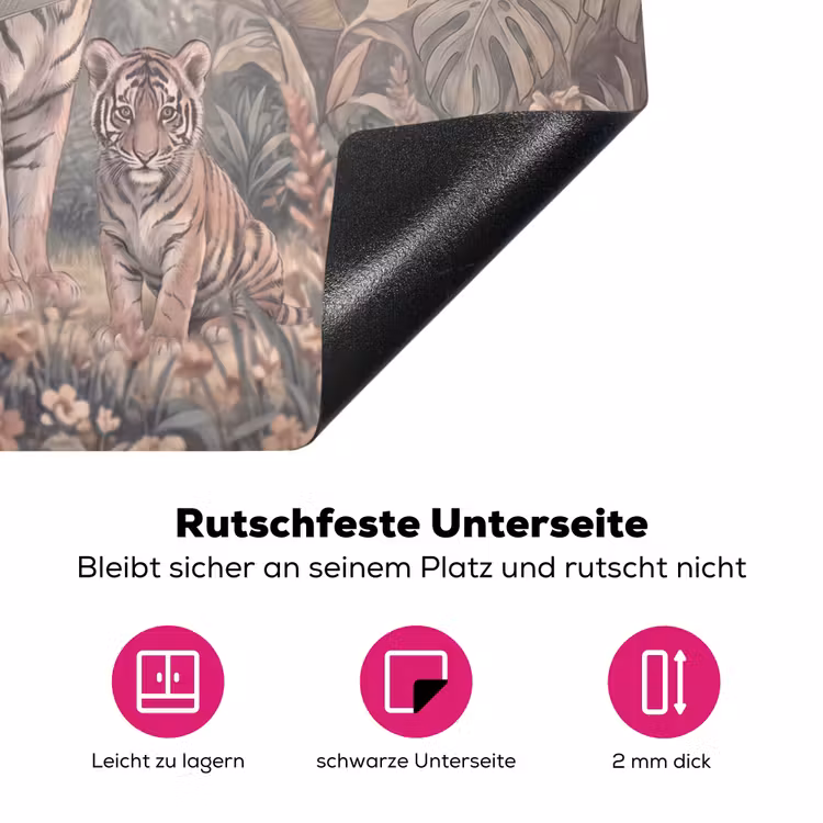 Tijger - Welp - Jungle - Illustratie - Dieren Inductie beschermer vinyl 3mm middel -zzzzzzz-lf-onderkant