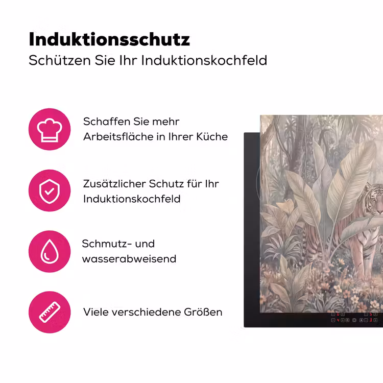 Tijger - Welp - Jungle - Illustratie - Dieren Inductie beschermer vinyl 3mm middel -zzzzzzz-lf-ups