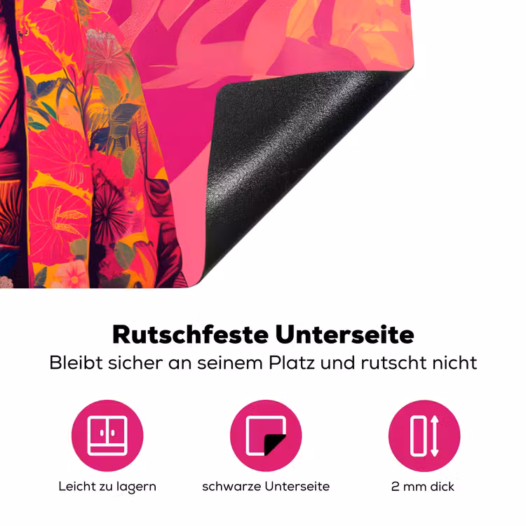 Tijger - Kimono - Planten - Roze Inductie beschermer vinyl 3mm klein -zzzzzzz-lf-onderkant
