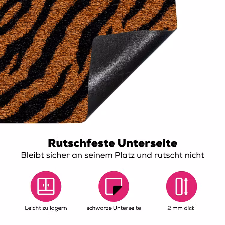 Tijger - Vacht - Zwart Inductie beschermer vinyl 3mm klein 276 -zzzzzzz-lf-onderkant