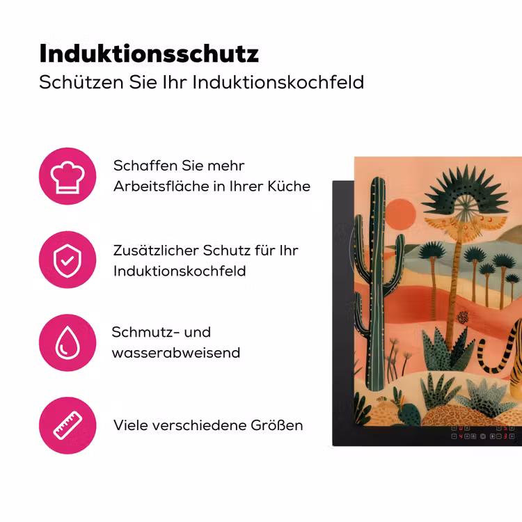 Tijger - Palmen - Cactus - Oranje Inductie beschermer vinyl 3mm klein -zzzzzzz-lf-ups