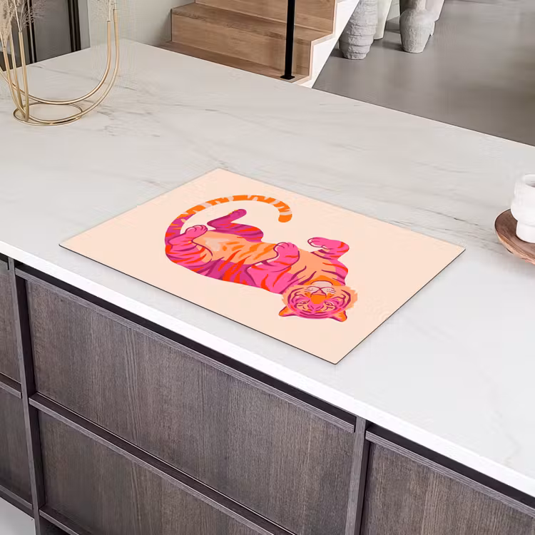 Tijger - Roze - Oranje Inductie beschermer vinyl 3mm klein -sfeer8