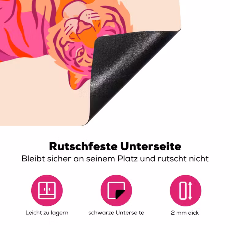 Tijger - Roze - Oranje Inductie beschermer vinyl 3mm klein -zzzzzzz-lf-onderkant