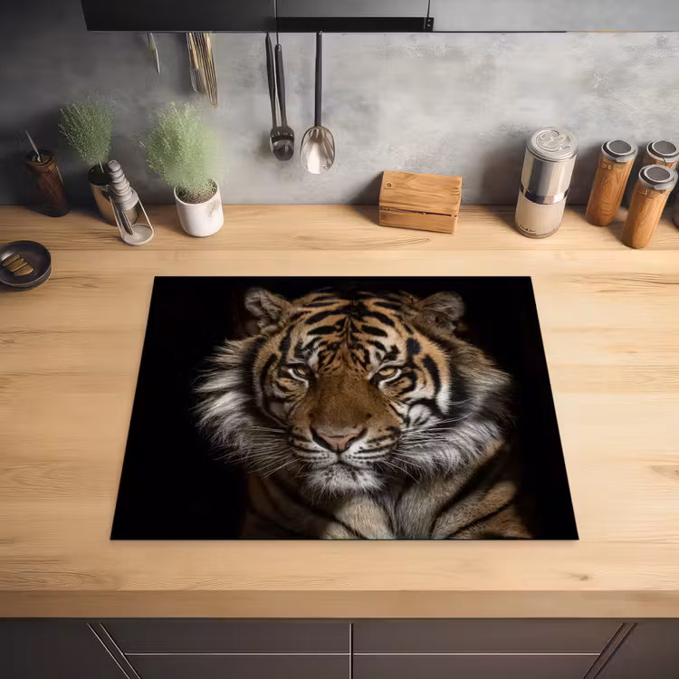 Tijger - Wilde dieren - Portret Inductie beschermer vinyl 3mm groot -sfeer5