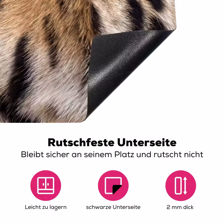 Tijgervacht - Klassiek - Zwart Inductie beschermer vinyl 3mm klein -zzzzzzz-lf-onderkant