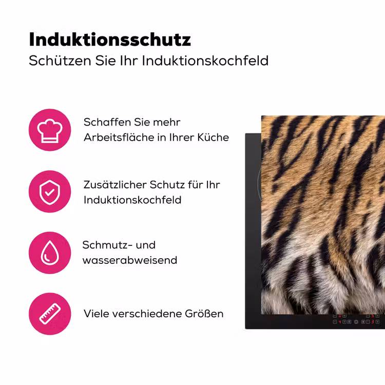 Tijgervacht - Klassiek - Zwart Inductie beschermer vinyl 3mm klein -zzzzzzz-lf-ups