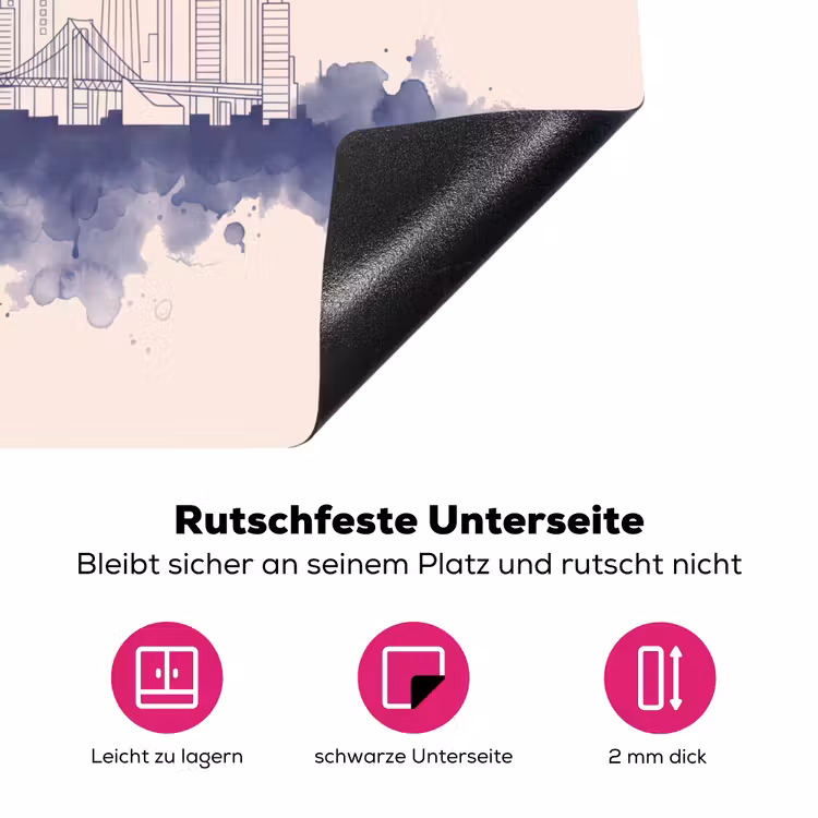 Tokyo - Skyline - Stad - Abstract - Blauw Inductie beschermer vinyl 3mm middel -zzzzzzz-lf-onderkant