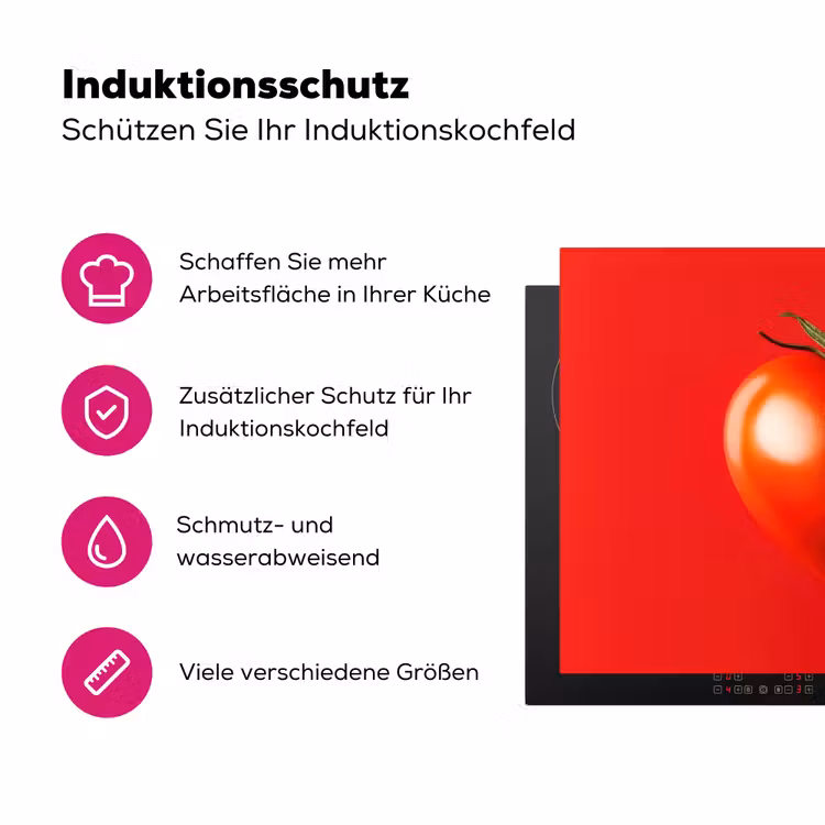 Tomaat - Rood - Hart Inductie beschermer vinyl 3mm klein -zzzzzzz-lf-ups