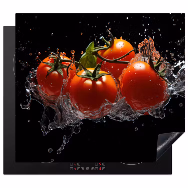 Tomaten - Zwart - Water - Rood - Groente Inductie beschermer vinyl 3mm middel -3d