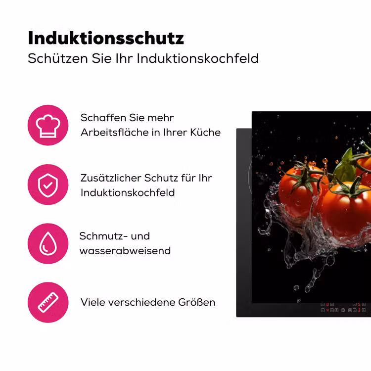 Tomaten - Zwart - Water - Rood - Groente Inductie beschermer vinyl 3mm middel -zzzzzzz-lf-ups