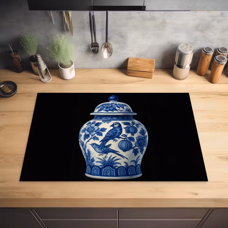 Pot - Delfts Blauw - Bloemen Inductie beschermer vinyl 3mm klein -sfeer5