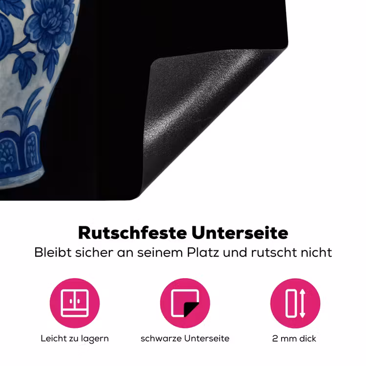 Pot - Delfts Blauw - Bloemen Inductie beschermer vinyl 3mm klein -zzzzzzz-lf-onderkant