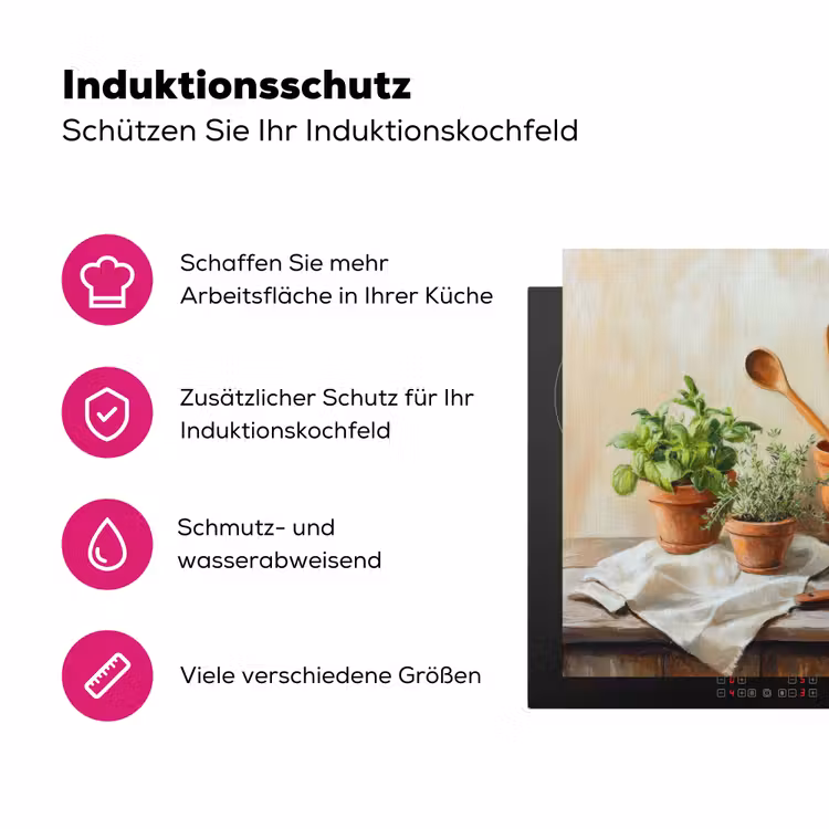 Potten - Kruiden - Hout Inductie beschermer vinyl 3mm klein -zzzzzzz-lf-ups