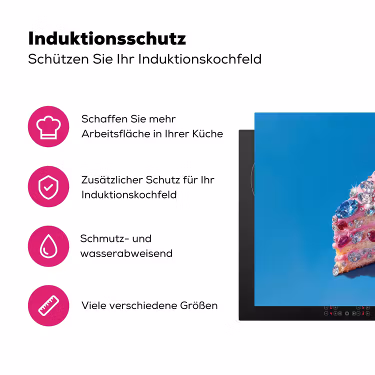 Taart - Edelstenen - Glitters - Roze Inductie beschermer vinyl 3mm klein -zzzzzzz-lf-ups