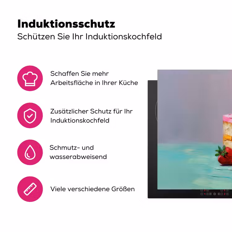 Taartje - Aardbeien - Glazuur - Kleurrijk Inductie beschermer vinyl 3mm klein -zzzzzzz-lf-ups