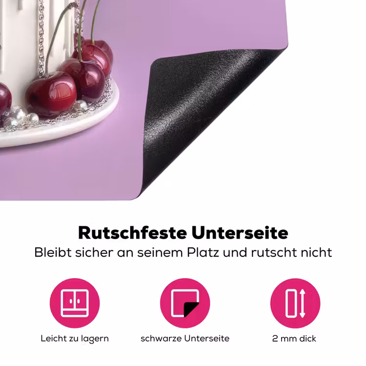 Taart - Kersen - Juwelen - Rood Inductie beschermer vinyl 3mm klein -zzzzzzz-lf-onderkant