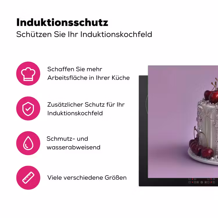 Taart - Kersen - Juwelen - Rood Inductie beschermer vinyl 3mm klein -zzzzzzz-lf-ups