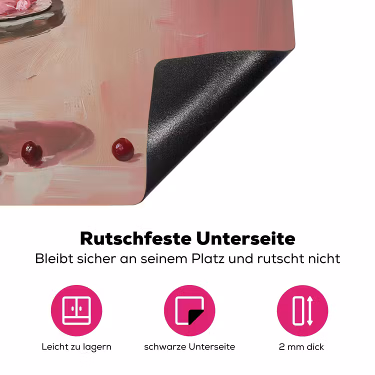 Taart - Pink - Cherry Inductie beschermer vinyl 3mm klein -zzzzzzz-lf-onderkant