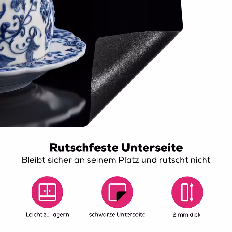 Taart - Slagroom - Kers - Bord - Delfts blauw Inductie beschermer vinyl 3mm klein -zzzzzzz-lf-onderkant