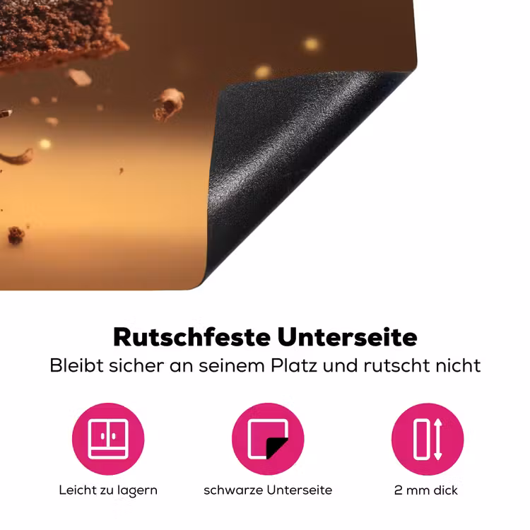 Taart - Chocolade - Eten - Brownie Inductie beschermer vinyl 3mm klein -zzzzzzz-lf-onderkant