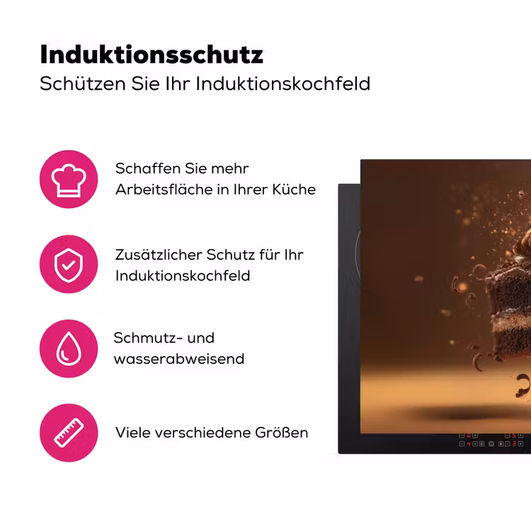 Taart - Chocolade - Eten - Brownie Inductie beschermer vinyl 3mm klein -zzzzzzz-lf-ups